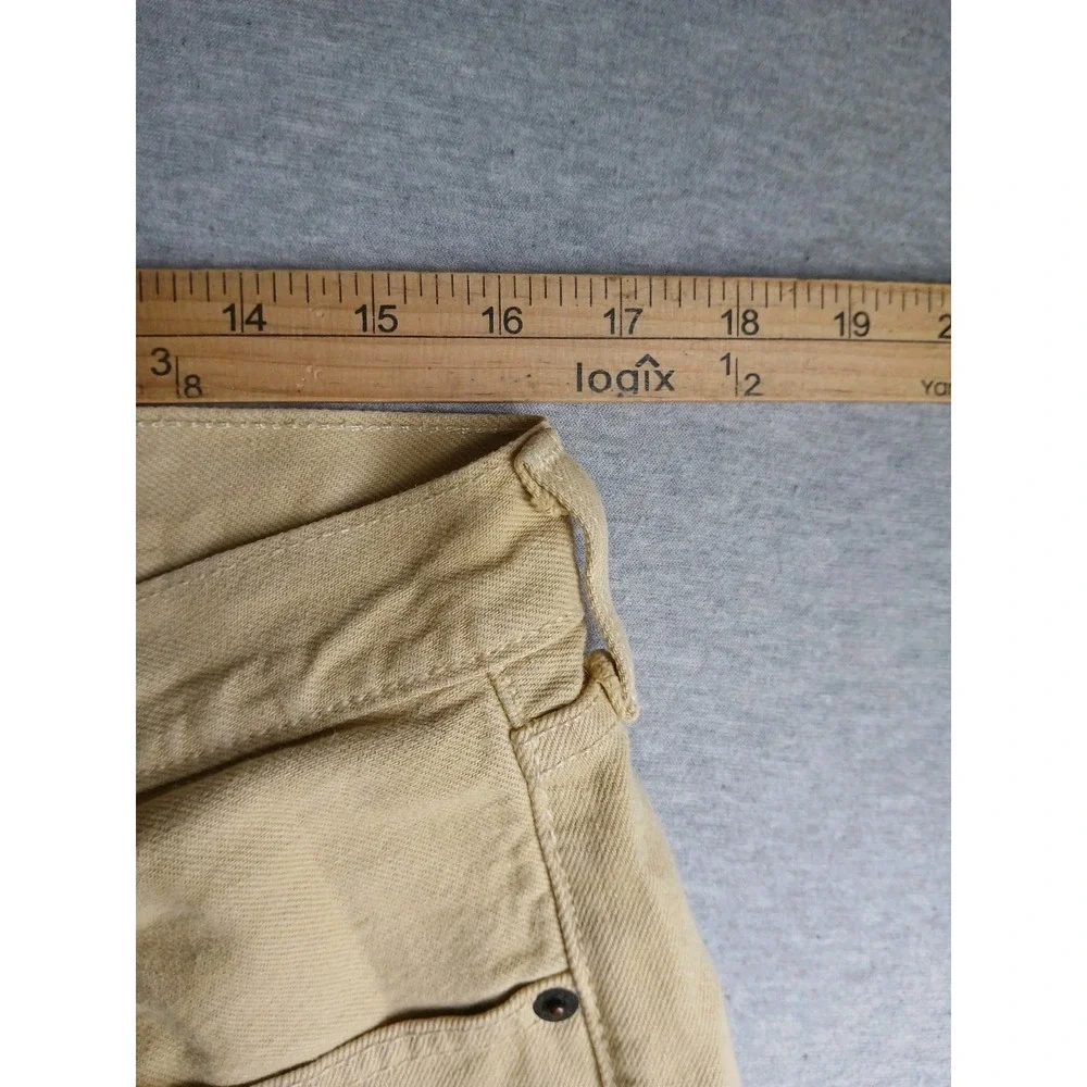 Levis 32x36 Jeans 501 Khaki Medium Wash Straight Leg Button Fly Western Cowboy
